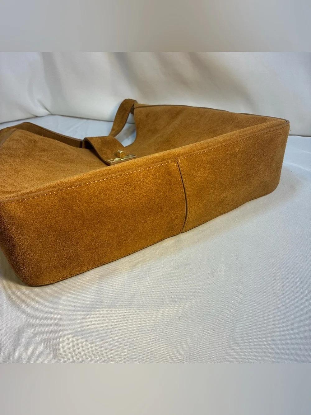 Italian Genuine Suede Leather Hobo Bag Tan Camel Shoulder Crossbody Handbag